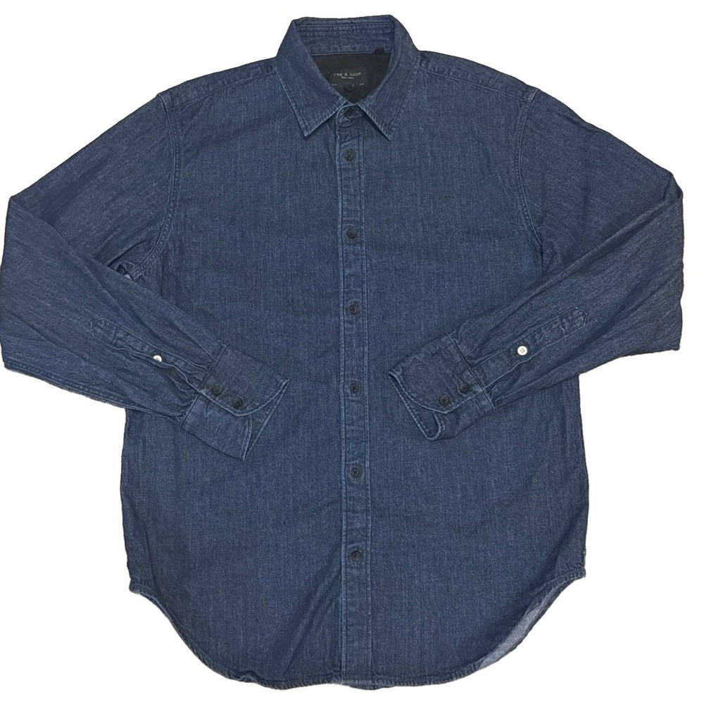 Rag & Bone Men's Small Fit 3 Long Sleeve Blue Denim Button Up Shirt